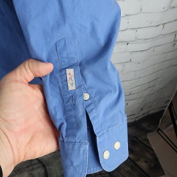 GREG NORMAN COLLECTION BLUE BUTTON DOWN LONG SLEEVE SHIRT MENS SIZE MEDIUM - Picture 8 of 8